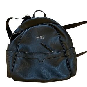 GUESS Black faux Saffiano leather PVC backpack